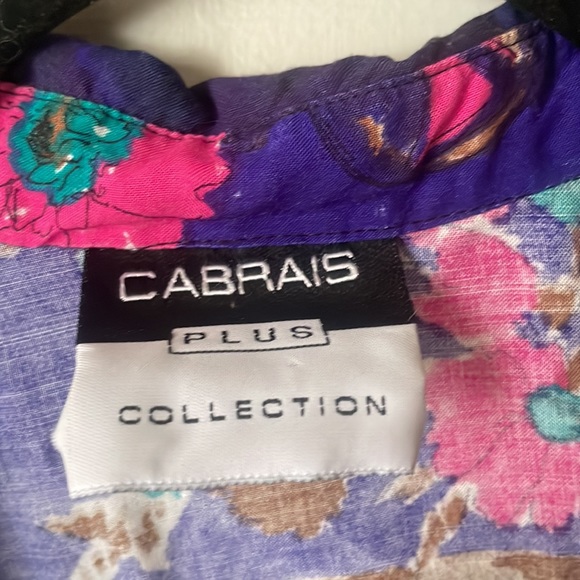 Vintage patchwork short sleeve button down shirt by Cabrais Plus Collection - Picture 3 of 8